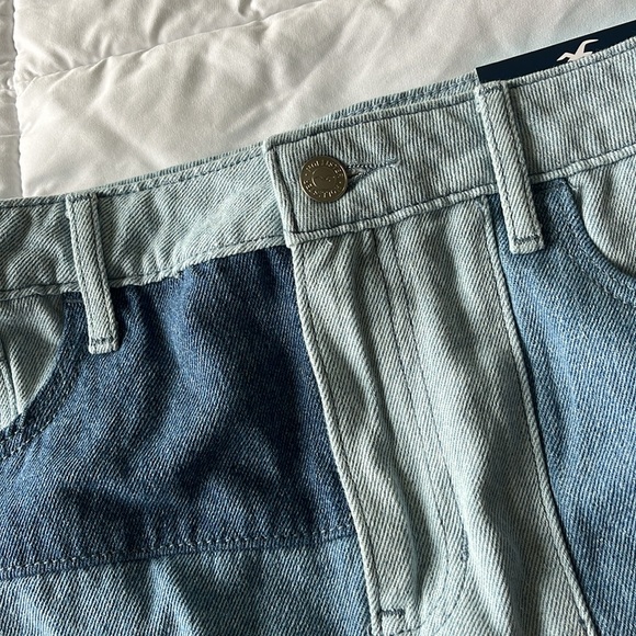 NWT Hollister denim color block high rise mini skirt - Picture 5 of 6
